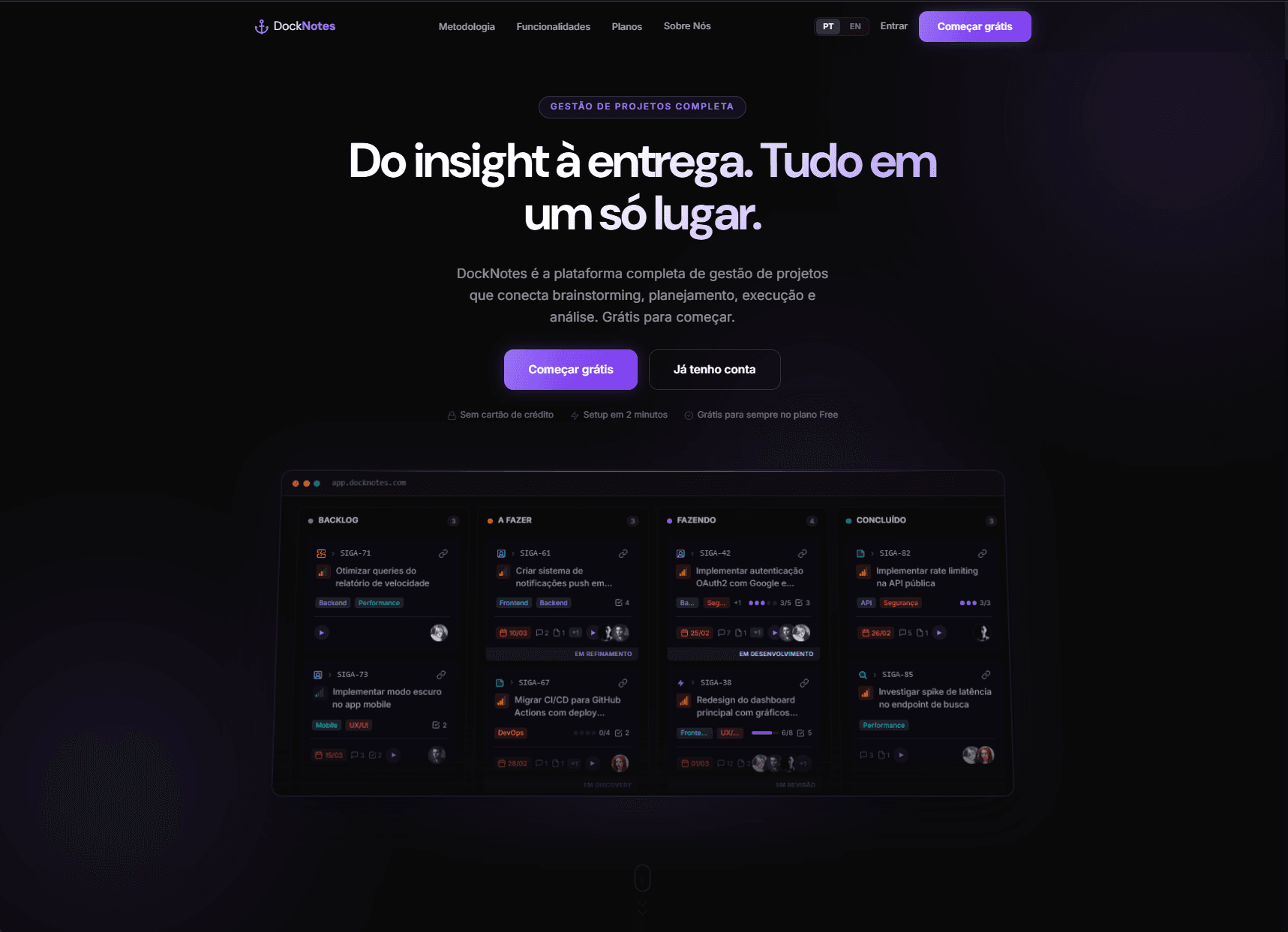 Captura do site DockNotes